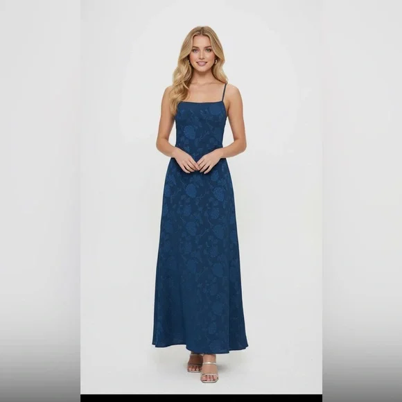 Princess Polly Navy Blue South of France Maxi Dress - Picture 1 of 12